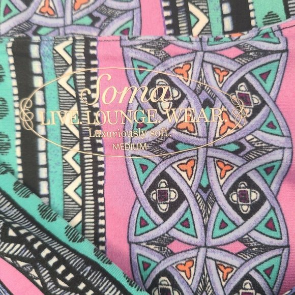 Soma Sleeveless Smocked Empire Waist Tunic Cultured Stripe Size Medium - Picture 4 of 6